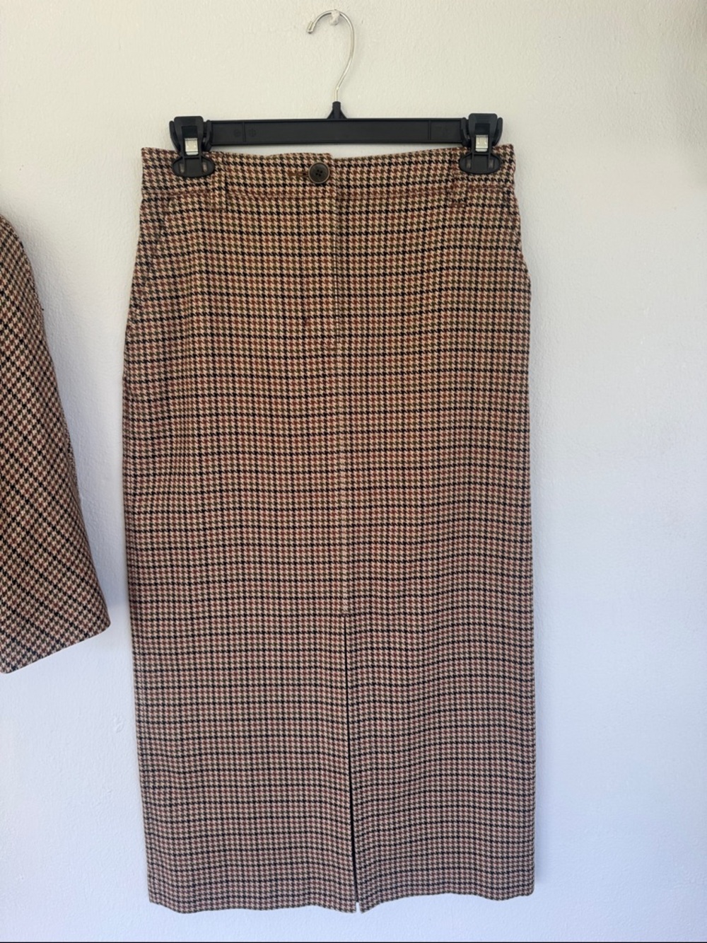 CAbi brown green houndstooth plaid print matching skirt and blazer set small - Picture 5 of 14